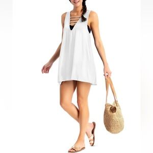 NWT California Waves Strappy Lattice Front Bathing Swimsuit Coverup